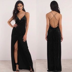 Slit Ways Black Wrap Velvet Maxi Dress